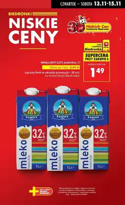 Biedronka Mleko 3.2 % Łowicz 1906 Łowickie oferta