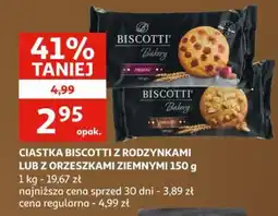 Auchan Ciastka biscotti z rodzynkami lub z orzeszkami ziemnymi oferta