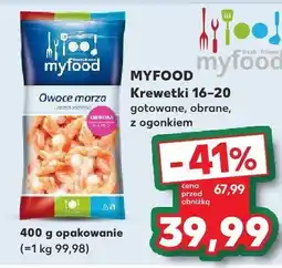 Kaufland Krewetki 16-20 gotowane, obrane, z ogonkiem MYFOOD oferta