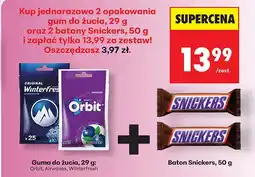 Biedronka Zestaw: 2x guma do żucia Orbit, Airwaves lub Winterfresh + 2x Baton Snickers Biedronka oferta