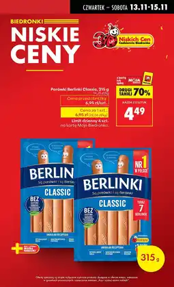 Biedronka Parówki Classic Berlinki oferta
