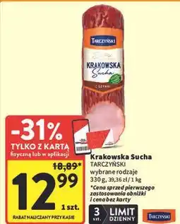 Intermarche Kiełbasa krakowska sucha z szynki Tarczyński oferta