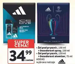 Intermarche Zestaw w pudełku champions league edition żel pod prysznic 250 ml + dezodorant 75 Adidas Zestawy oferta