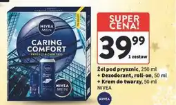 Intermarche Zestaw w pudełki caring comfort: żel pod prysznic 250 ml + krem do twarzy 50 dezodorant Nivea Men oferta