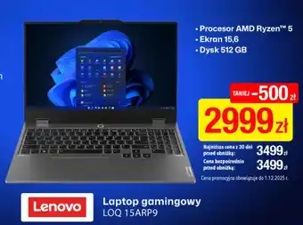 RTV EURO AGD Laptop gamingowy LOQ 15ARP9 Lenovo oferta