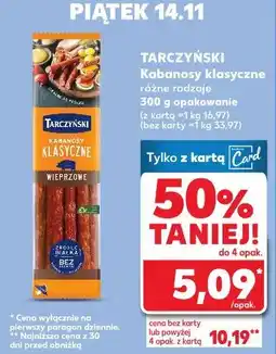 Kaufland Kabanosy wieprzowe Tarczyński Kabanos Klasyczny oferta