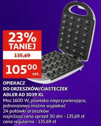 Auchan Opiekacz do orzeszków/ciasteczek adler ad 3039 xl oferta