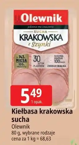 E.Leclerc Kiełbasa krakowska z szynki Olewnik oferta