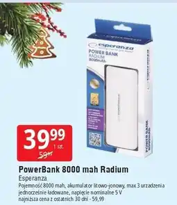 E.Leclerc Powerbank radium emp106wb 8000 mah biało-niebieski Esperanza oferta