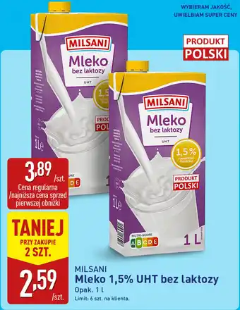 MILSANI Mleko 1,5% UHT bez laktozy