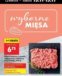 Biedronka Mięso mielone z łopatki wieprzowej i wołowiny 400 g 1+1 GRATIS Kraina Mięs oferta