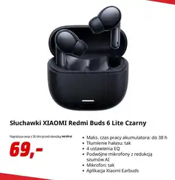 Media Markt Słuchawki XIAOMI Redmi Buds 6 Lite Czarny oferta