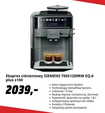 Ekspres ciśnieniowy SIEMENS TE651209RW EQ.6 plus s100
