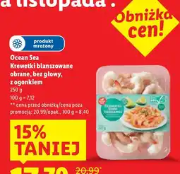 Lidl Krewetki blanszowane obrane bez głowy z ogonkiem Ocean Sea oferta