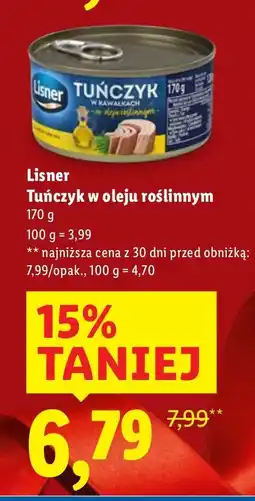 Lidl Tuńczyk w oleju roślinnym Lisner oferta