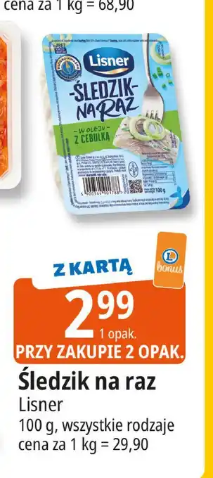 E.Leclerc Śledzik na raz z cebulką Lisner Na Raz oferta