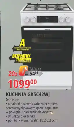E.Leclerc Kuchnia gazowo-elektryczna gk5c42wj Gorenje oferta