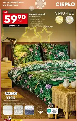 Biedronka Komplet pościeli bawełnianej 220 x 200 cm + 2 70 80 Smukee oferta