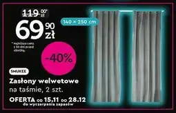 Biedronka Zasłony welwetowe na taśmie 140 x 250 cm Smukee oferta