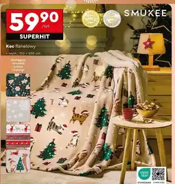 Biedronka Koc flanelowy 150 x 180 cm Smukee oferta