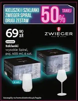 Biedronka Szklanki wysokie 400 ml Zwieger oferta