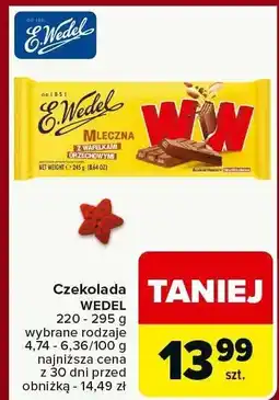 Carrefour Market Czekolada WEDEL MLECZNA wybrane rodzaje oferta