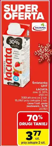 Carrefour Market Śmietanka UHT ŁACIATA MLEKPOL 30% oferta