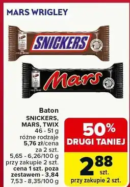 Carrefour Market Baton SNICKERS, MARS, TWIX różne rodzaje Mars Wrigley oferta