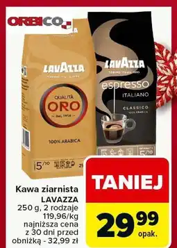 Carrefour Kawa ziarnista LAVAZZA ORO, CREMA E GUSTO, CAFFE ESPRESSO 250g, 2 rodzaje oferta