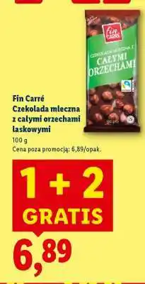 Lidl FIN CARRÉ Czekolada mleczna z całymi orzechami laskowymi oferta