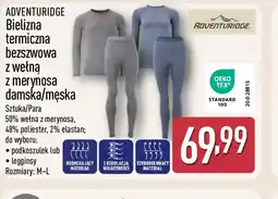 ALDI ADVENTURIDGE Bielizna termiczna bezszwowa z wełną z merynosa damska/męska oferta