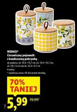 Lidl WENKO Ceramiczny pojemnik z bambusową pokrywką oferta