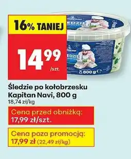 Biedronka śledzie po kołobrzesku Kapitan Navi 800 g oferta