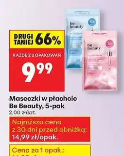 Biedronka Maseczki w płachcie Be Beauty, 5-pak oferta