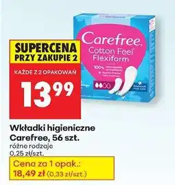 Biedronka Wkładki higieniczne Carefree 56 szt oferta