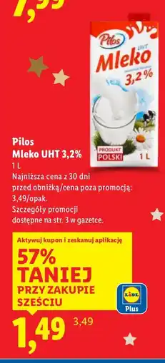 Lidl Mleko UHT 3,2% Pilos oferta