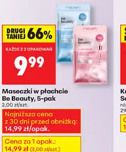 Biedronka Maseczki w płachcie Be Beauty oferta