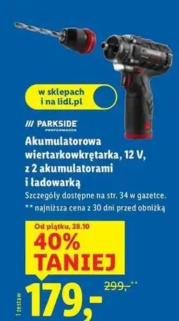Lidl Wiertarko-wkrętarka akumulatorowa 12v Parkside oferta