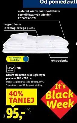 Lidl Kołdra z pierza i puchu naturalnego 160 x 200 cm Livarno Home oferta
