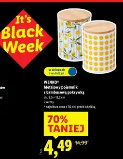 Lidl Pojemnik metalowy z bambusową pokrywką Wenko oferta