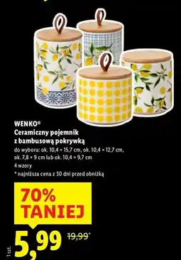 Lidl Pojemnik ceramiczny z bambusową pokrywką 10.4 x 9.7 cm Wenko oferta