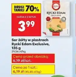 Biedronka Ser żółty w plastrach Rycki Edamski Exclusive, 135g oferta