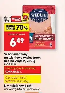Biedronka Schab wędzony na wiśniowo w plastrach Kraina Wędlin, 250g oferta