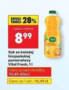 Biedronka Sok ze świeżej hiszpańskiej pomarańczy Vital Fresh, 1l oferta