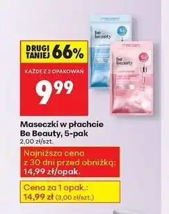 Biedronka Maseczka do twarzy w płachcie odświeżenie Be Beauty oferta