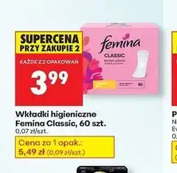 Biedronka Wkładki higieniczne normal Femina Classic oferta