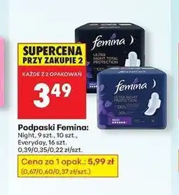 Biedronka Podpaski everyday Femina Ultra oferta