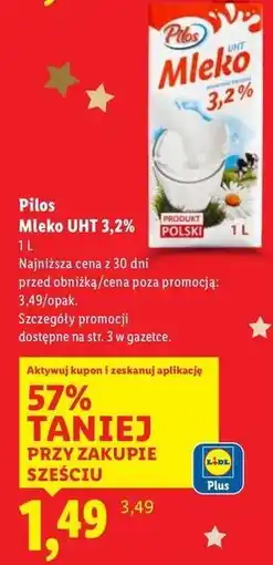 Lidl Mleko 3.2% Pilos oferta