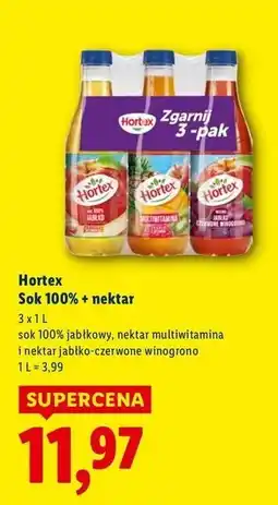 Lidl Sok jabłko + nektar multiwitamina jabłko-czerwone winogrono Hortex oferta