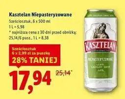 Lidl Piwo Kasztelan Niepasteryzowane 6-pak oferta